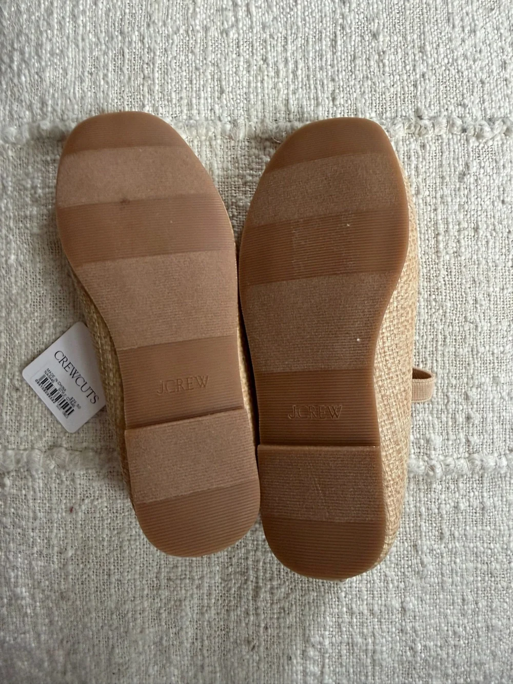 NWT, J.Crew Crewcuts Kids, Tan Straw Ballet Flats with Bow Strap